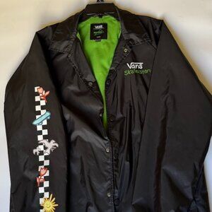 VANS Skateistan Windbreaker Jacket Large Black Zip Lightweight